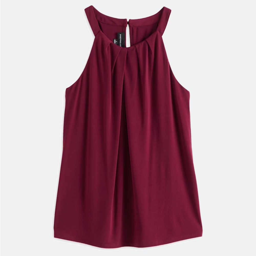 Pleated Halter Camisole Tank Top - Wine